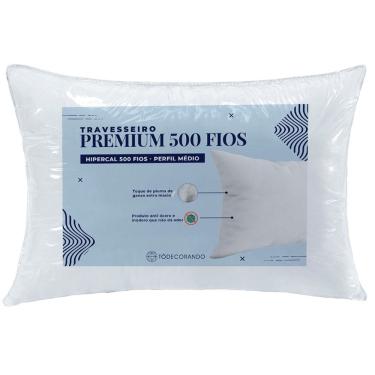 Imagem de Travesseiro Premium Percal 500 Fios Pluma de Ganso 70cm x 50cm - 1 Unidade