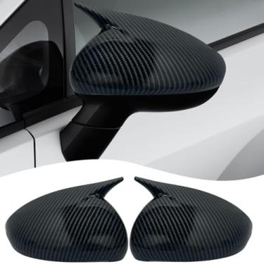 Imagem de MUXEE Capa de espelho lateral, para Kia Rio 2012 2013 2014 2015 2016 2017, 2 peças conjuntos de capa de seta com buzina para carro - Fibra de carbono (sem recorte de seta)