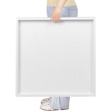 Imagem de Bandeja otomana para mesa de café, sala de estar, bandeja de madeira, grande quadrada de madeira, 61 cm, branca