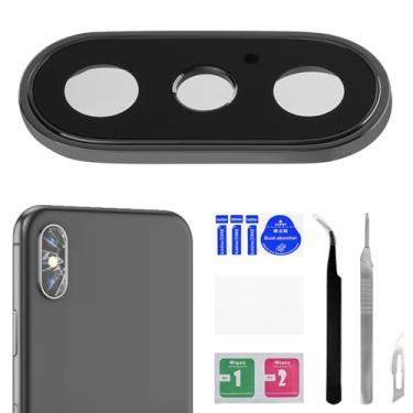 Imagem de Risidamoy Para iPhone X, vidro de lente de câmera com moldura de substituição para câmera traseira, capa de armação de metal para substituição com kit de ferramentas de reparo completo Modelo: A1865