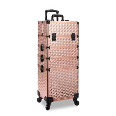 Imagem de FORAO Mala de viagem caixa cosmética maquiagem profissional bagagem artista puxar haste de grande capacidade multi-camada arte de unha mala tatuagem bordado caixa de ferramentas mala (cor: 4 camadas)