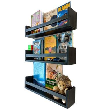 Imagem de Jogo 3 Revisteiros Infantis Parede Nicho Livreiro Quarto - Arte Cedro