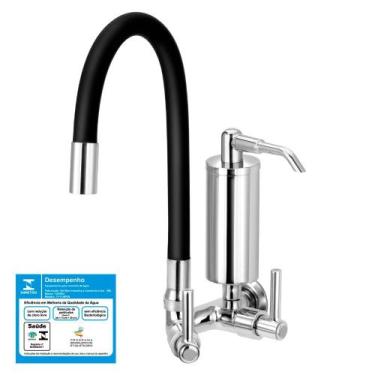 Imagem de Torneira Gourmet Com Filtro de Cozinha Flexível Preta 1/4 de Volta Cop