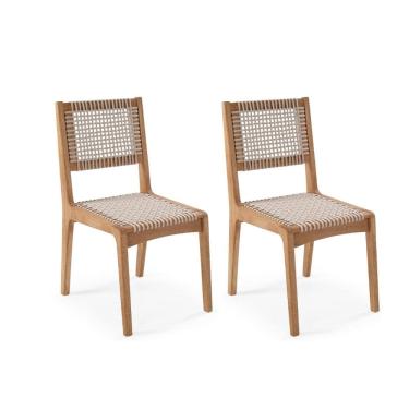 Imagem de Conjunto 2 Cadeiras 88cm X 57cm Sintra Stain Jatobá/Corda Areia