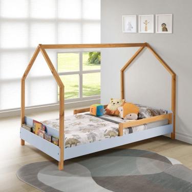 Imagem de Cama Montessori Moana 140x95x205 Cm Azul BB/Amêndoa