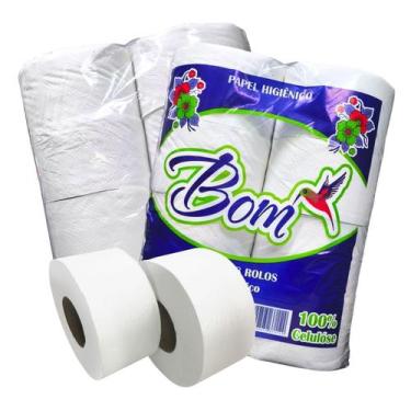 Imagem de Papel Higiênico Rolão Bom 8 Rolos 100 Celulose Alta Metragem e Rendime