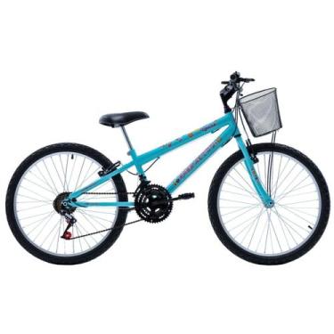 Imagem de Bicicleta Aro 24 Free Action Donna MTB 18V V-Brake, Verde tiffany