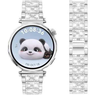 Imagem de DEALELE Pulseiras de substituição compatíveis com Huawei Watch GT5 Pro de 42 mm/GT5 41 mm/GT4 de 41 mm/Fossil Gen 6/Gen 5E 42 mm/Garmin Venu 3S, pulseira de substituição de metal com strass brilhante