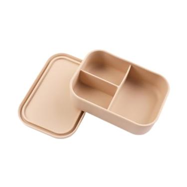 Imagem de SiaBiced Lancheira de Silicone com Três Seções para Armazenamento de Alimentos E Uso Ao Ar Livre, Bege, Tamanho real