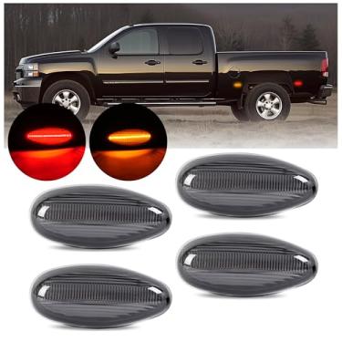 Imagem de HECASA Luz de LED marcador lateral compatível com Chevy Chevrolet Silverado GMC Sierra 1500 2500 HD 3500 HD 3500 HD 2001-2007 Lâmpada de luz lateral traseira esquerda e direita Lente fumê âmbar e