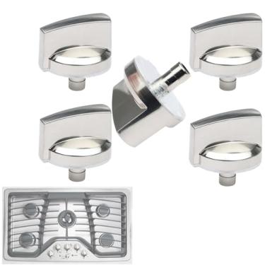 Imagem de WB03X25796 WB03T10326 Puxador de fogão a gás para fogão GE Range, queimador de fogão, botão de controle de queimador de superfície para fogão GE Profile PS11721433, PGP953SET5SS, etc. Pacote com 5