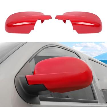 Imagem de CheroCar Capa de espelho retrovisor totalmente adequada para Chevy Silverado GMC Sierra Avalanche Tahoe Suburban Yukon Escalade ESV 2007-2014 Capa de espelho lateral esquerda direita (vermelha)