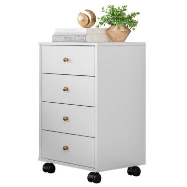Imagem de Mesa De Cabeceira 4 Gavetas Presence D02 Branco Mpozenato