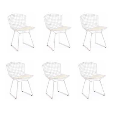 Imagem de Kit 6 Cadeiras Bertoia Branca Com Assento Branco Cor Branco