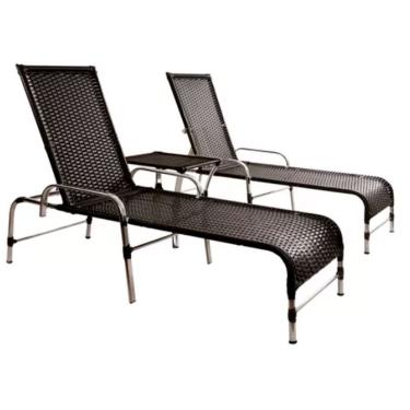 Imagem de Kit Espreguiçadeiras Catar E Mesa Garden Confortável Trama Preto