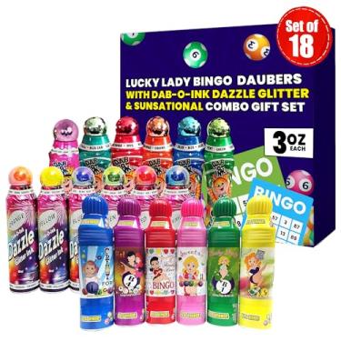 Imagem de Dab-O-Ink 85 g Pacote com 18 glitter deslumbrante/Sunsational/Lucky Ladies Bingo Daubers Conjunto de presente combo para presente!