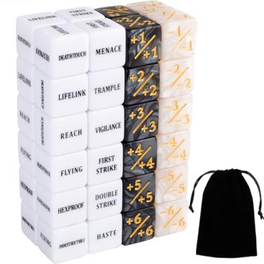 Imagem de 48 Pieces Abilities Keywords Counter Dice Plus One MTG Dice Counters Set Creature +1 Tokens for MTG, TCG, Magic Card Games Accessories