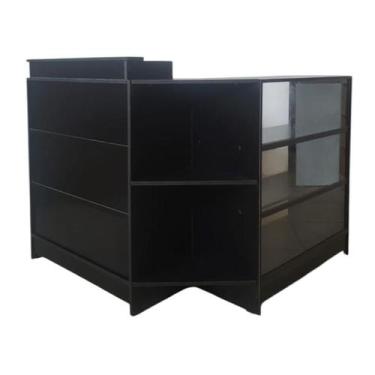 Imagem de Balcão Caixa + Vitrine Lojas E Comércios Em Geral 100% Mdf Preto - Sup