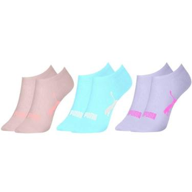 Imagem de Kit com 3 Pares de Meias Adulto Puma Modelo Sapatilha Calcanhar Verdad