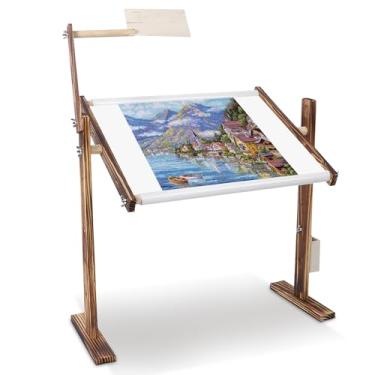 Imagem de Ejoyous Suporte Para Bordado, Ponto Cruz Com Altura Ajustável, Bastidor De Madeira, Colo Costura, Artesanato