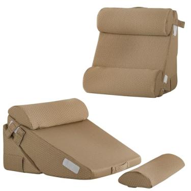 Imagem de Bedluxe Conjunto De Travesseiros Ajustáveis 4 Peças Em Cunha Para Cama, Cunhas Espuma Viscoelástica Pós-Cirúrgica Alívio Dores Nas Costas, Pescoço E Pernas, Dormir, Sentar Na Refluxo Ácido Drge, Mar