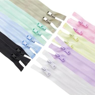 Imagem de Wonesifee 16 Peças #3 Nylon Bobina Separadora Zíperes Invisíveis Reversos A Granel 16" Para Costura Jaquetas Roupas De Ginástica Trench Coats, Misture 8 Cores 2 Cada Polegadas/40 Cm