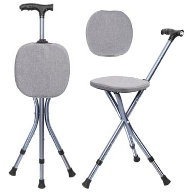 Imagem de Lvyeyung Bengala Dobrável Com Assento, Assento Leve Para Idosos, Cadeira Alça E Capa De Massagem Magnética, Ajuste Altura, Suporta Até 145 Kg