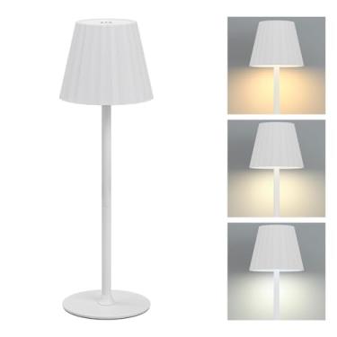 Imagem de Luminária Abajur de Mesa LED Touch Sem Fio Portátil, Recarregável e Dimerizável, 3 Cores de Luz (Quente, Neutra, Fria), Base Antiderrapante – Ideal para Quarto, Escritório e Estudo(A69, Branco)