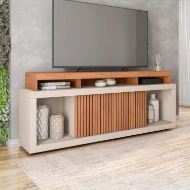 Imagem de Rack para TV 75 Polegadas 2 Portas com Ripado Puerto Freijo/Off White 