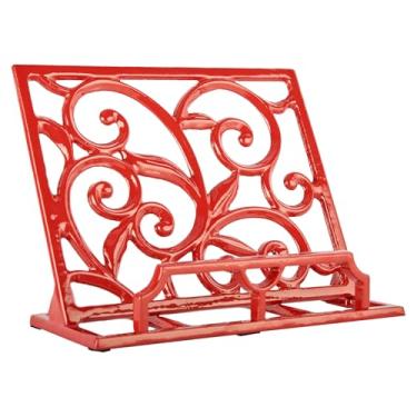 Imagem de JOGREFUL Suporte de livro de receitas, ferro fundido, resistente, suporte de livro de receitas vintage de cozinha, suporte de descanso de leitura para cavalete / balcão / livros/revista/iPad/Bíblia