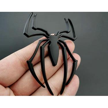 Imagem de Cowinbest 4 peças adesivos de emblemas de aranha 3D para veículos universais de carro, caminhão, motocicleta, trailer, scooter, SUV, porta, janela (preto + preto)