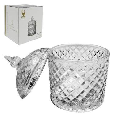 Imagem de Bomboniere De Vidro Relevo Com Tampa 14X9,5Cm De Na Caixa - Dagia