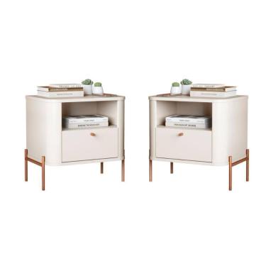 Imagem de Conjunto Mesa De Cabeceira Malta Off White Bronze