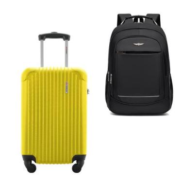 Imagem de Kit Mala de Bordo 10kg Viagem Rígida Rodas 360º ABS Cadeado Segredo Gl