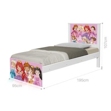 Imagem de Cama Solteiro Com Cabeceira Adesivada Princesinhas