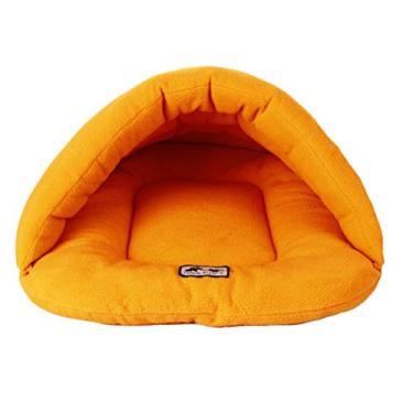 Imagem de Gullor Bolsa para dormir de inverno quente e confortável para cães e gatos com meia capa para cama – Laranja (PP)