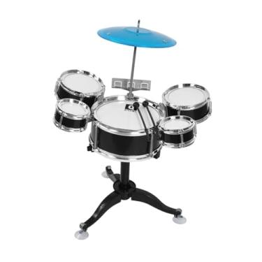 Imagem de simhoa Conjunto de bateria infantil, conjunto de brinquedos musicais leves, instrumentos musicais, kit de bateria de jazz para jardim de infância, Preto