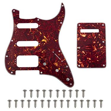 Imagem de Conjunto de placa traseira de guitarra Yootones de 11 furos de canto redondo HSS Pickguard com parafusos de pickguard compatível com captador aberto de montagem Stratocaster dos EUA/México (concha de