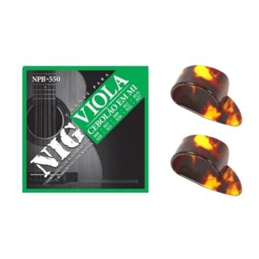 Imagem de Kit Encordoamento para Viola Caipira Cebolão Mi NPB-550 com dedeira