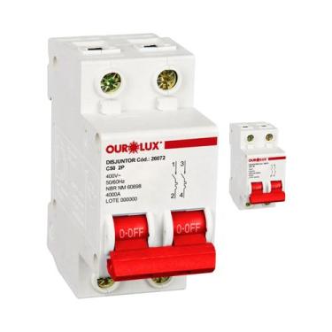 Imagem de 2 Disjuntor Bipolar 50 Amperes Curva C Ourolux