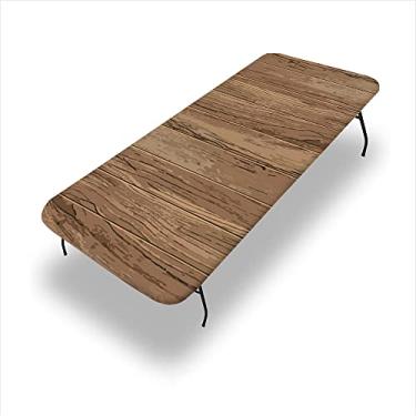 Imagem de Papel de parede de fundo de textura de madeira, toalha de mesa com borda elástica, capa de pano impermeável e limpável, capa de mesa dobrável, 76 cm x 152 cm