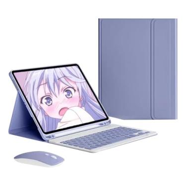 Imagem de Teclado Para Samsung Tab S7 Plus/S7 fe/S8 Plus-12.4in.com Capas+Mouse (Cinza Lavanda, Teclado comum)