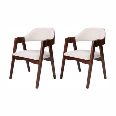 Imagem de Kit 2 Cadeiras de Madeira Maciça Tauari, Estofada e Braço com Corda Ná