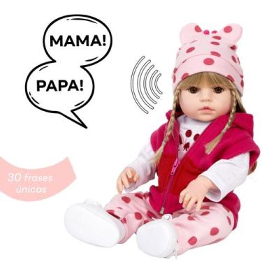 Imagem de Bebe Reborn Girafinha Baby Loira 46cm Corpo Vinil 30 Frases - Cegonha 