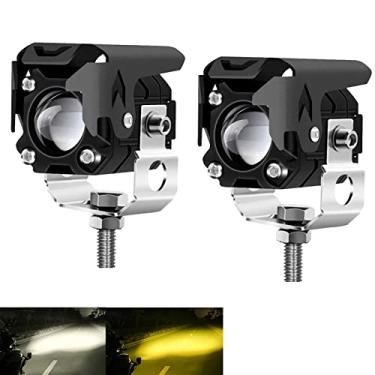 Imagem de Kairiyard Faróis de neblina para direção de motocicleta 60 W 6000 lm, âmbar/amarelo branco, duas cores, holofotes auxiliares de trabalho, cápsula para motocicleta, caminhão, SUV, quadriciclos, trator de bicicleta eletrônica, 2 pacotes