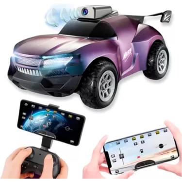 Imagem de Brinquedo, Carrinho de Controle Remoto com Câmera WiFi, Recarregável, Transmissão em Tempo Real, Roxo Gradiente