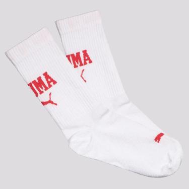 Imagem de Meia Puma Cano Longo Branca e Vermelha, 39-43