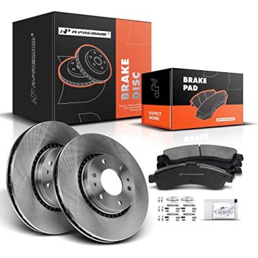 Imagem de A-Premium Kit De Rotores Freio A Disco Ventilados Dianteiros 12,80" (325 Mm) + Pastilhas Cerâmica Compatíveis Com Modelos Selecionados Da Chevy, Buick, Gmc, Isuzu E Saab - Envoy, 9-7X, Ascender, Rai