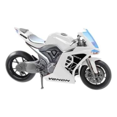 Imagem de Moto Venon 1200 Sport 28cm Miniatura Usual Brinquedos, Branco