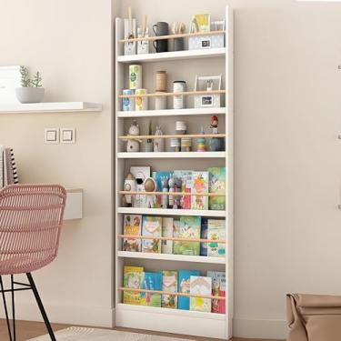 Imagem de Estante Atrás Da Porta, Estante De Economia De Espaço, Estante De Madeira Para Crianças, Organizador Para Brinquedos E Livros, Prateleira De Armazenamento A, Nature, 19.7 × 3.9 × 35.0 in